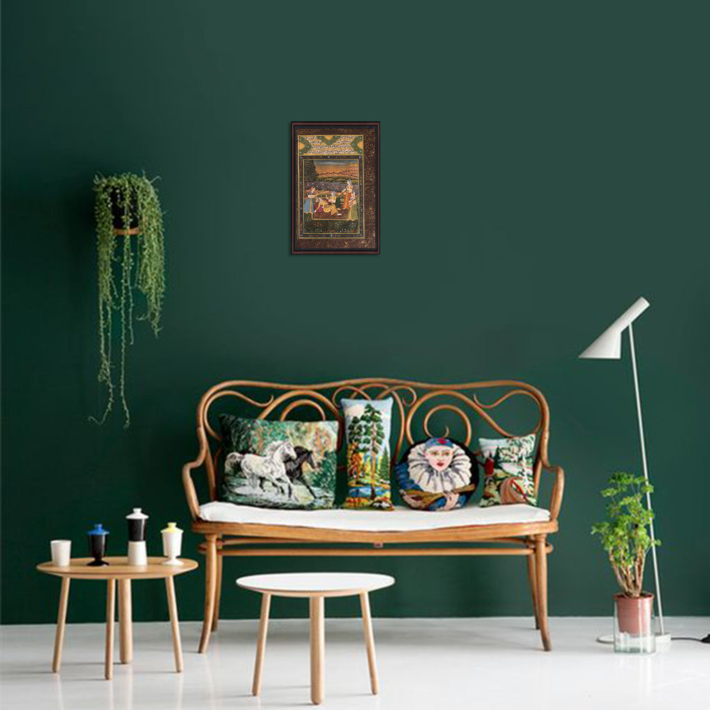 Room setting — Mughal miniature displayed on wall