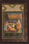 Noblewomen by the Riverside Garden — Mughal Miniature 10×7