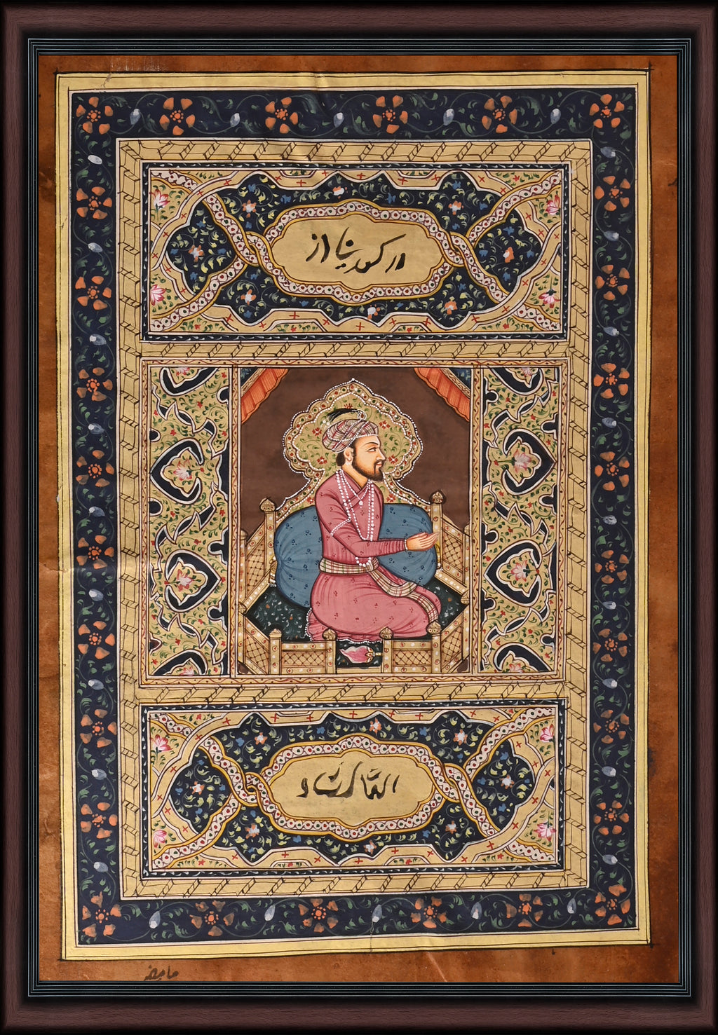 Royal Nobleman Portrait — Mughal Muraqqa Album Leaf 10×7