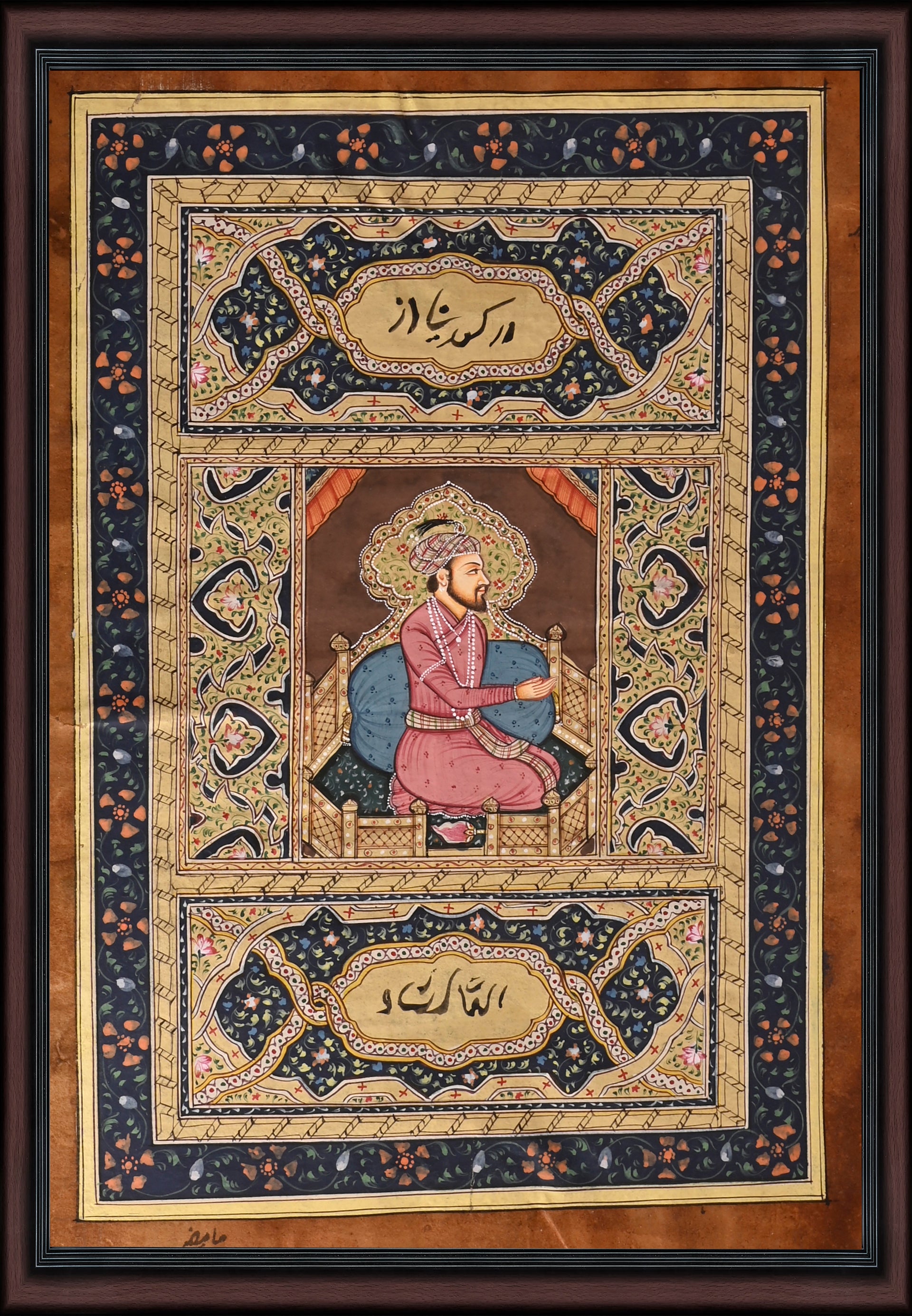 Royal Nobleman Portrait — Mughal Muraqqa Album Leaf 10×7
