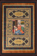 Intimate Scene by the Window — Mughal Muraqqa Album Leaf 10×7