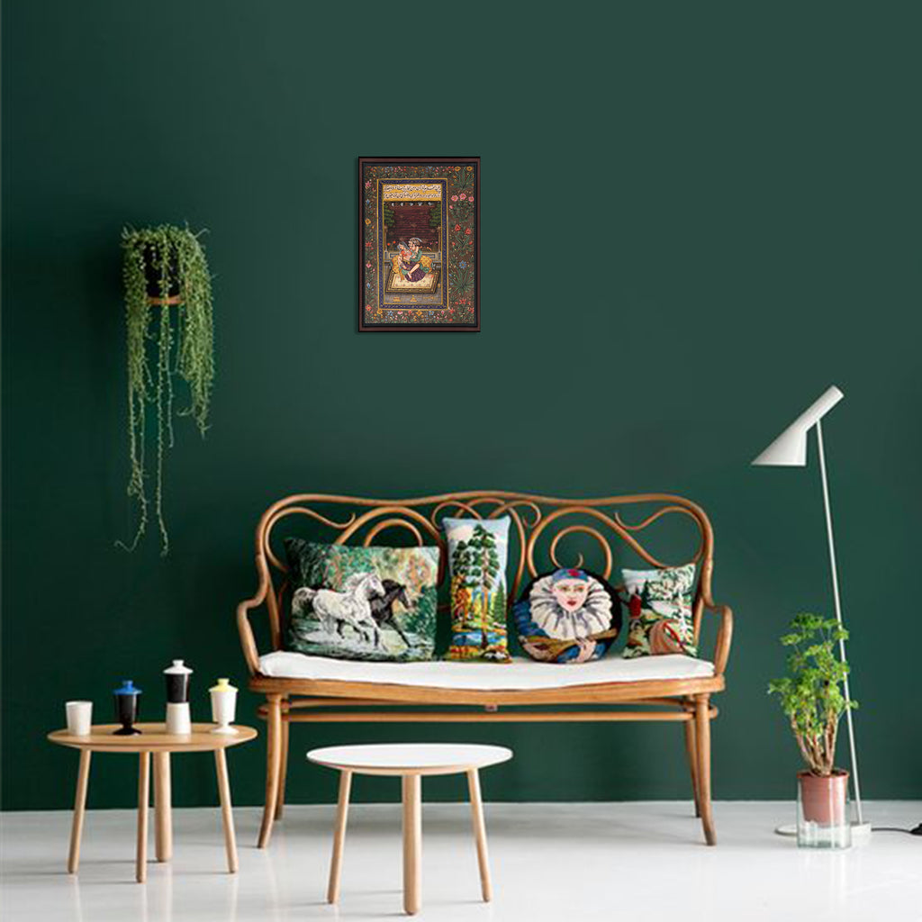Room setting — Mughal miniature on wall