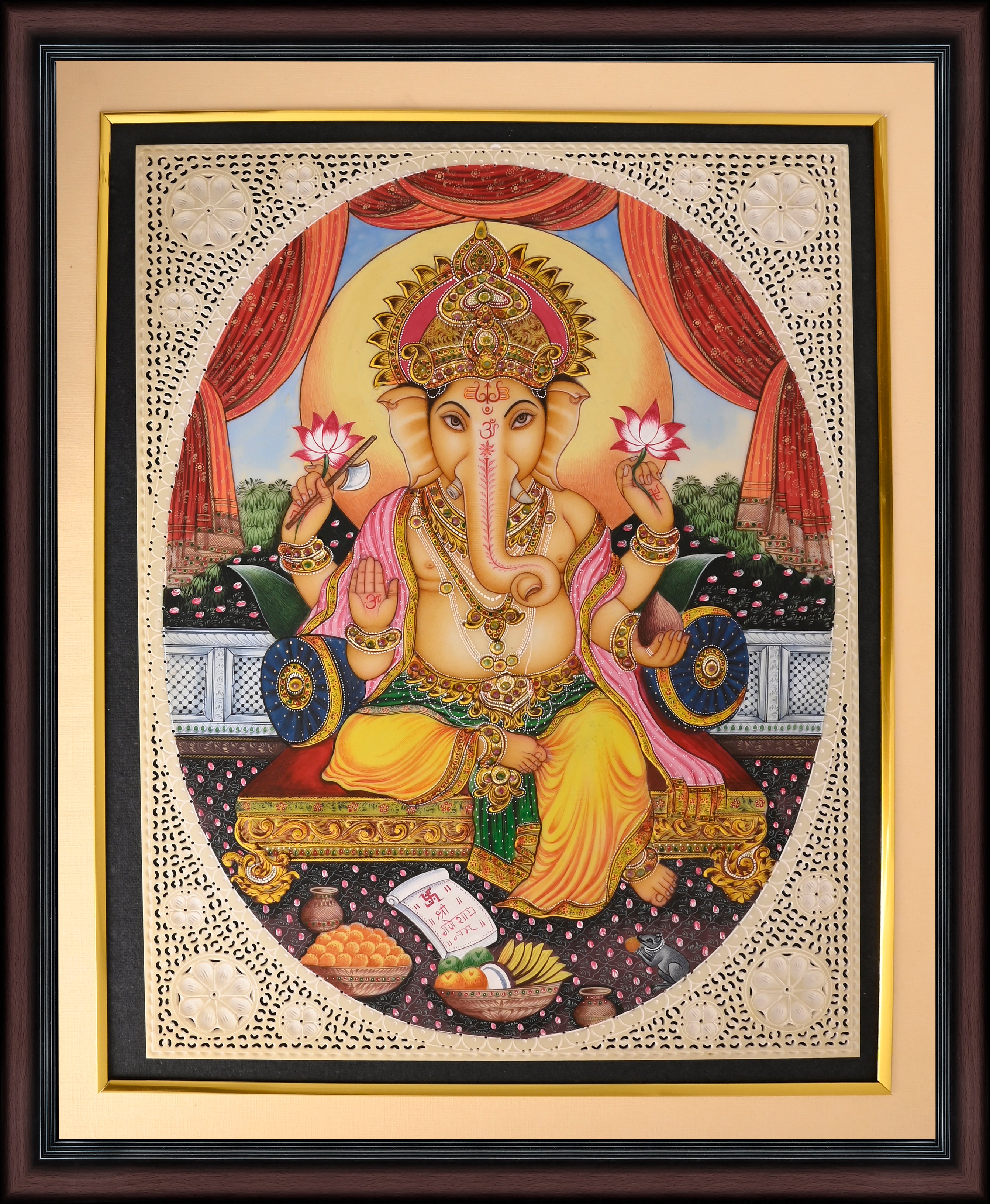 Lord Ganesha — Devotional Miniature on Paper (12×11 in)