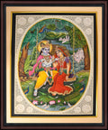Radha Krishna on the Swing — Miniature on Paper (12×9 in)