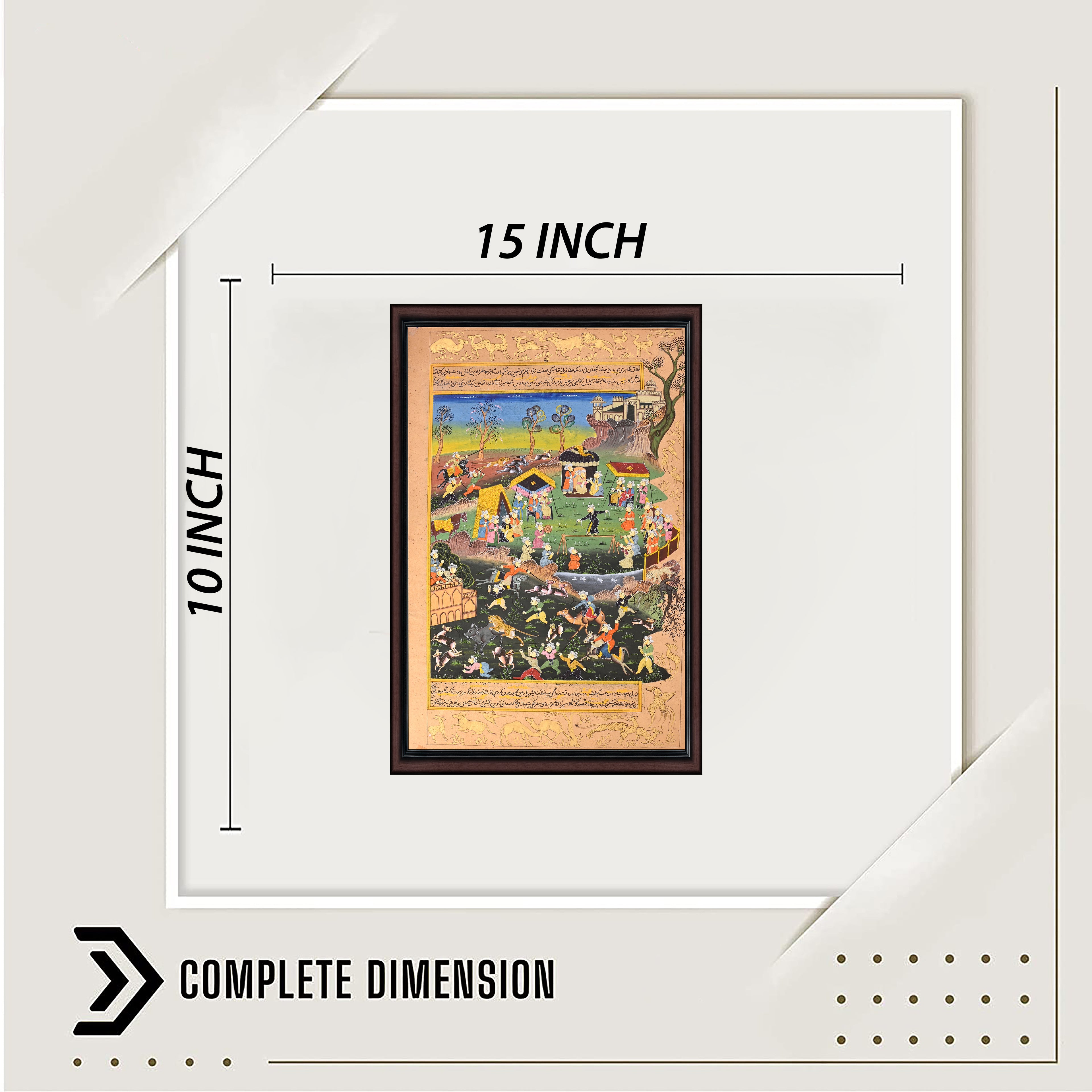 Mughal Royal Hunt — Manuscript Painting on Paper (15×9 in)