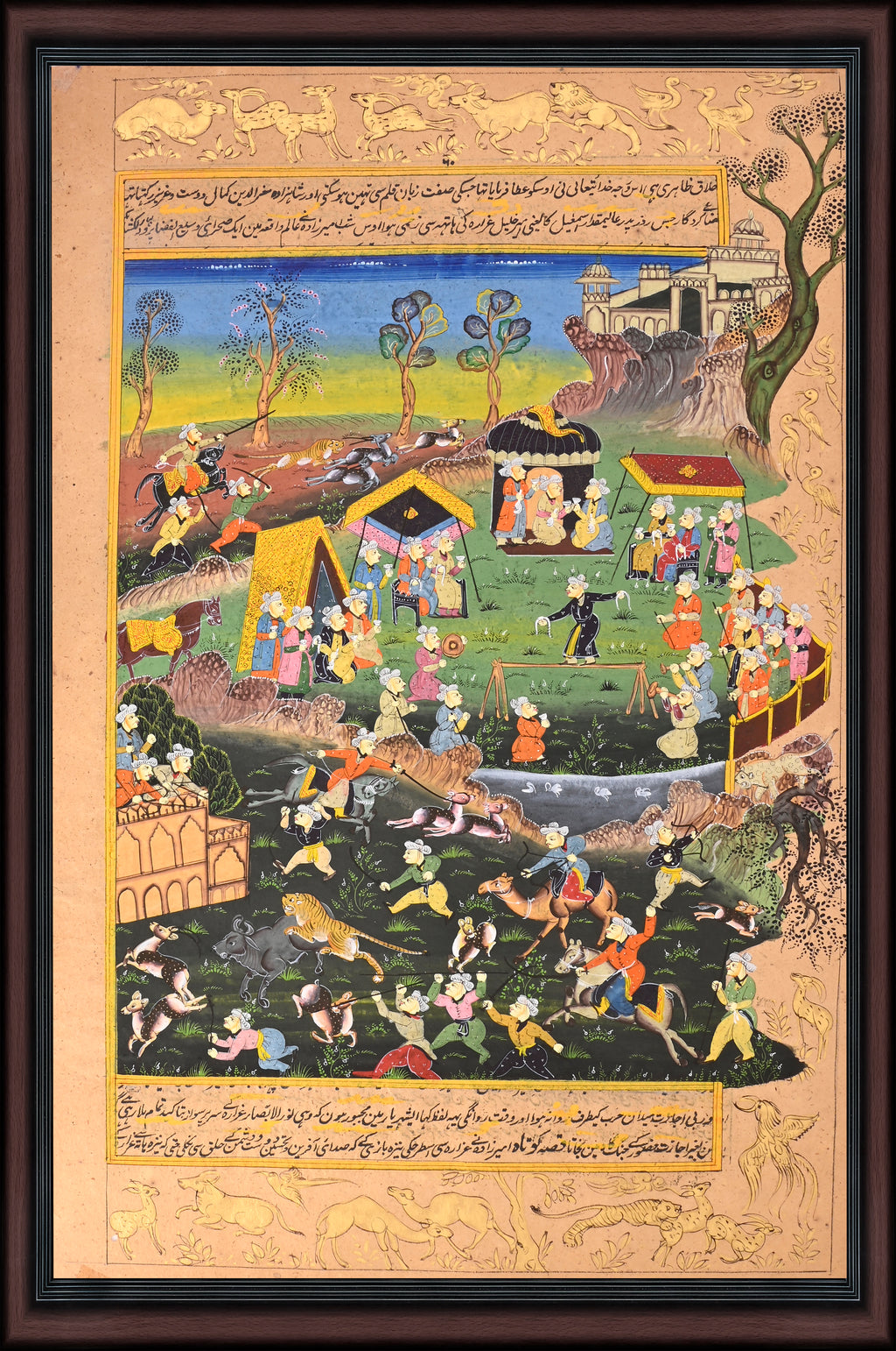 Mughal Royal Hunt — Manuscript Painting on Paper (15×9 in)