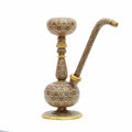 Handcrafted Mughal Art Hookah - Gold Embossed Floral & Peacock Medallion Design