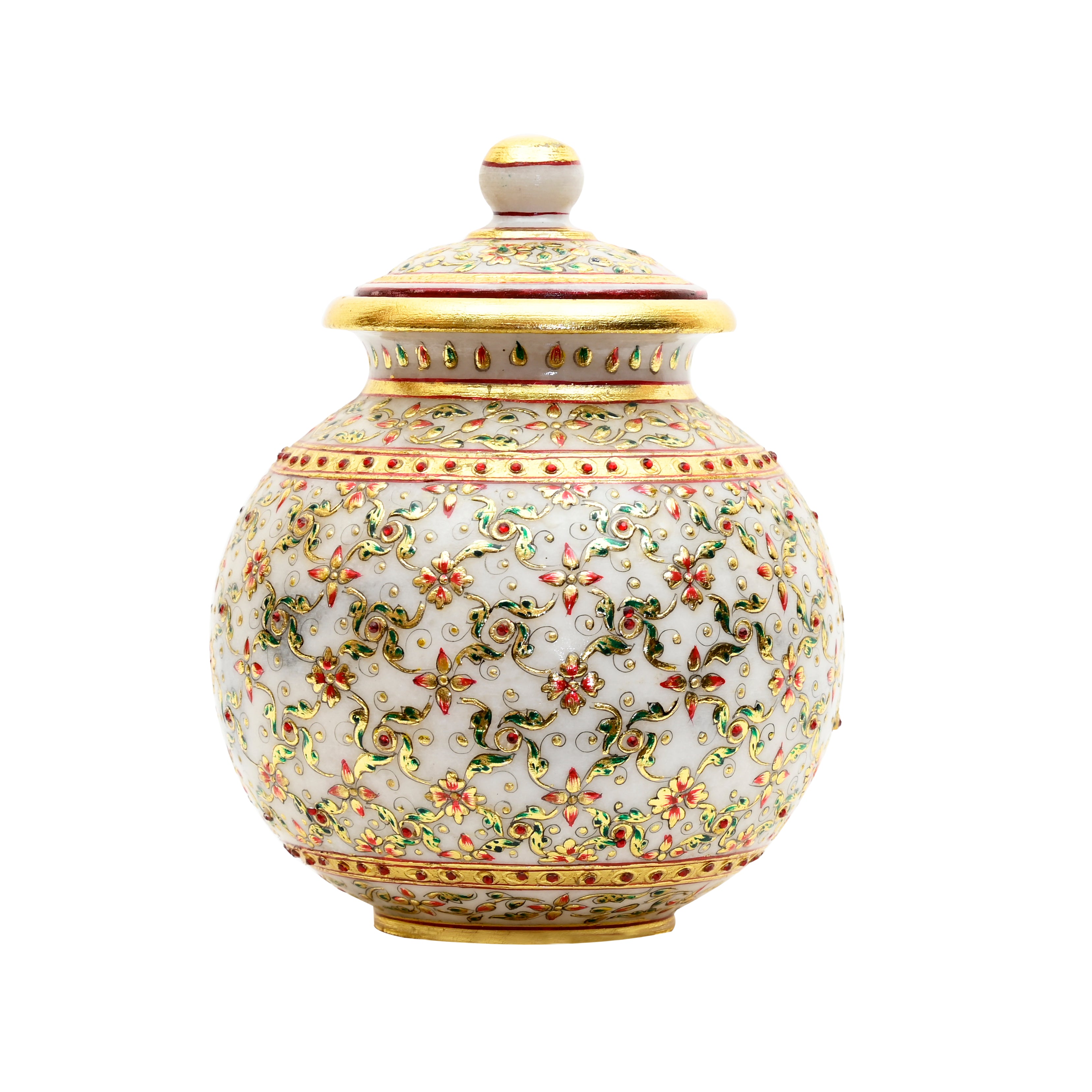 Makrana Marble Decorative Pot with Hand-Painted Gold Work