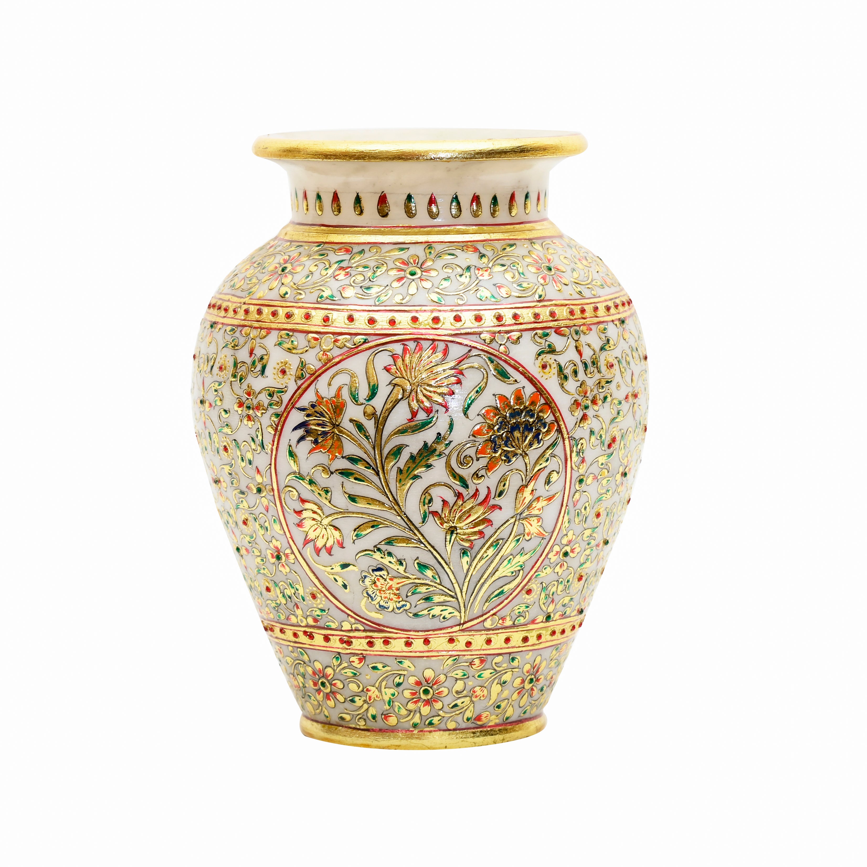 Makrana Marble Vase with Botanical Gold Work