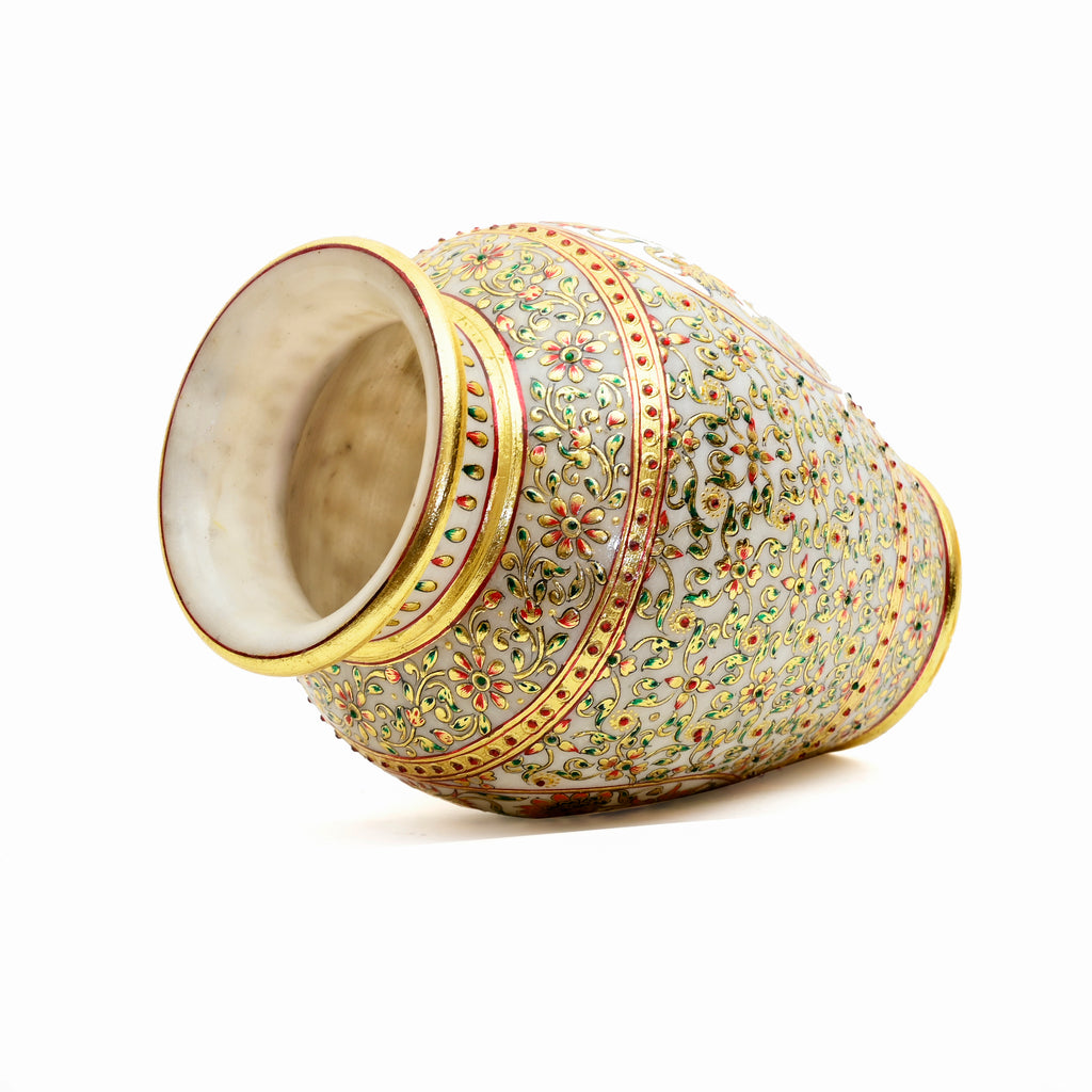 Makrana Marble Vase — close-up floral detail