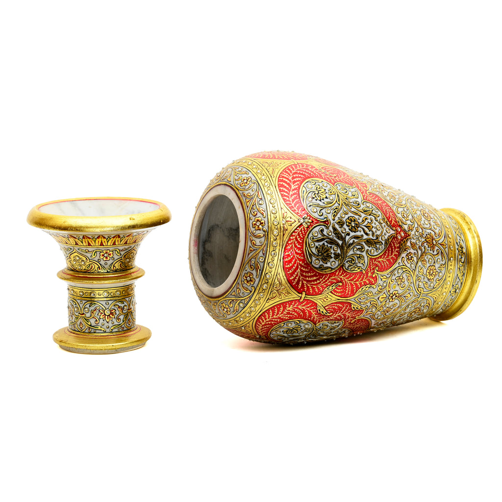 Crimson marble vase — full product view
