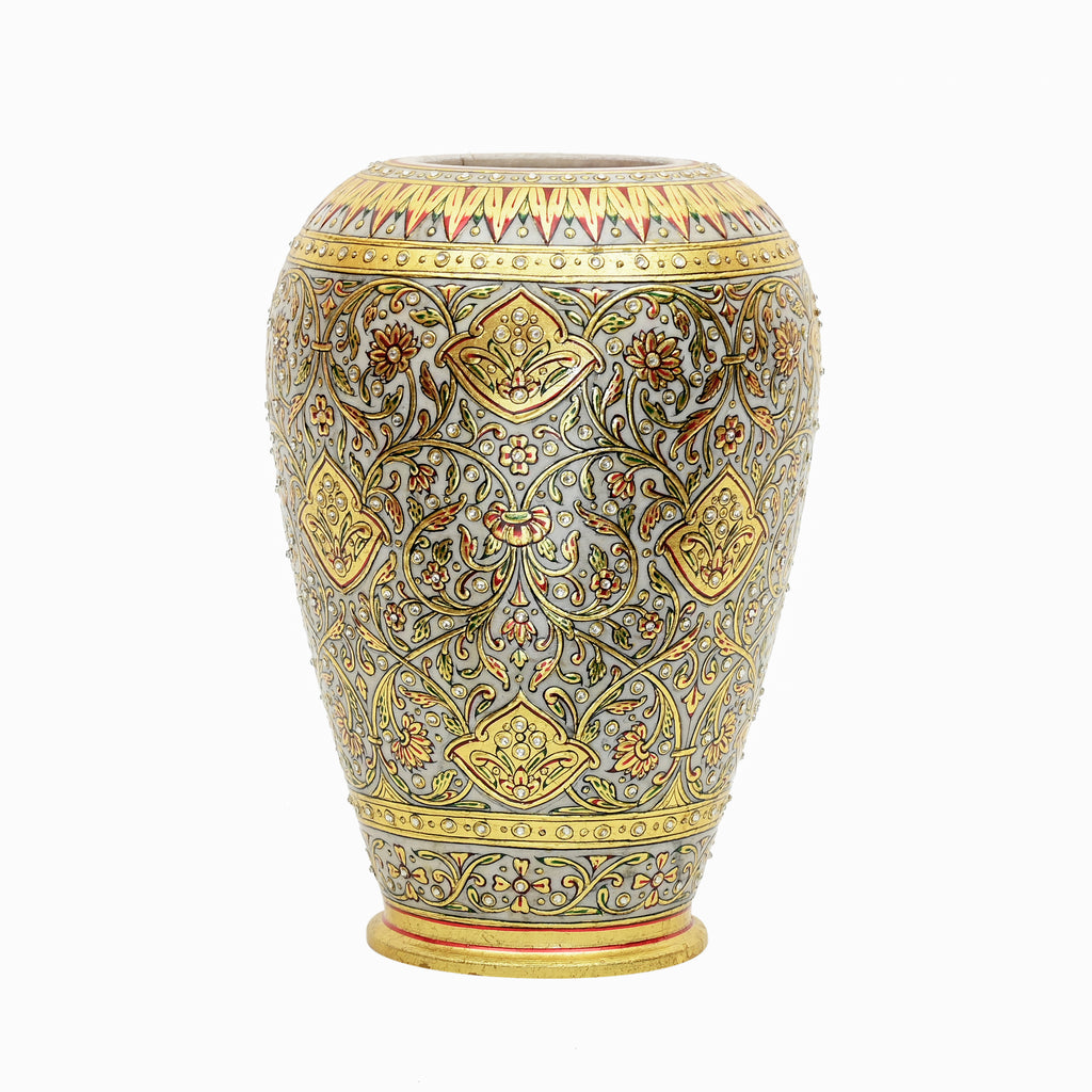 Grey marble vase — side view