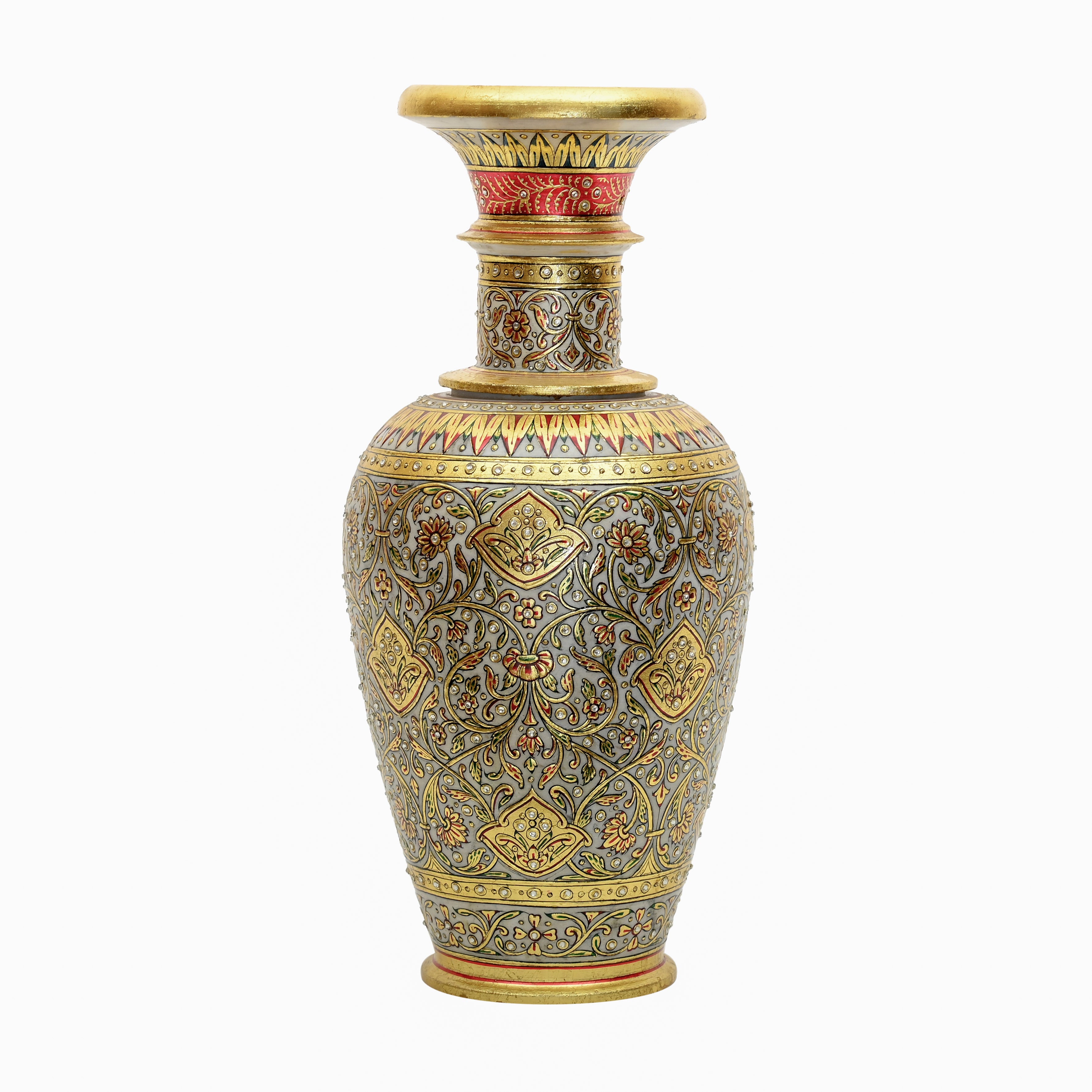 Grey marble vase — jali lattice detail