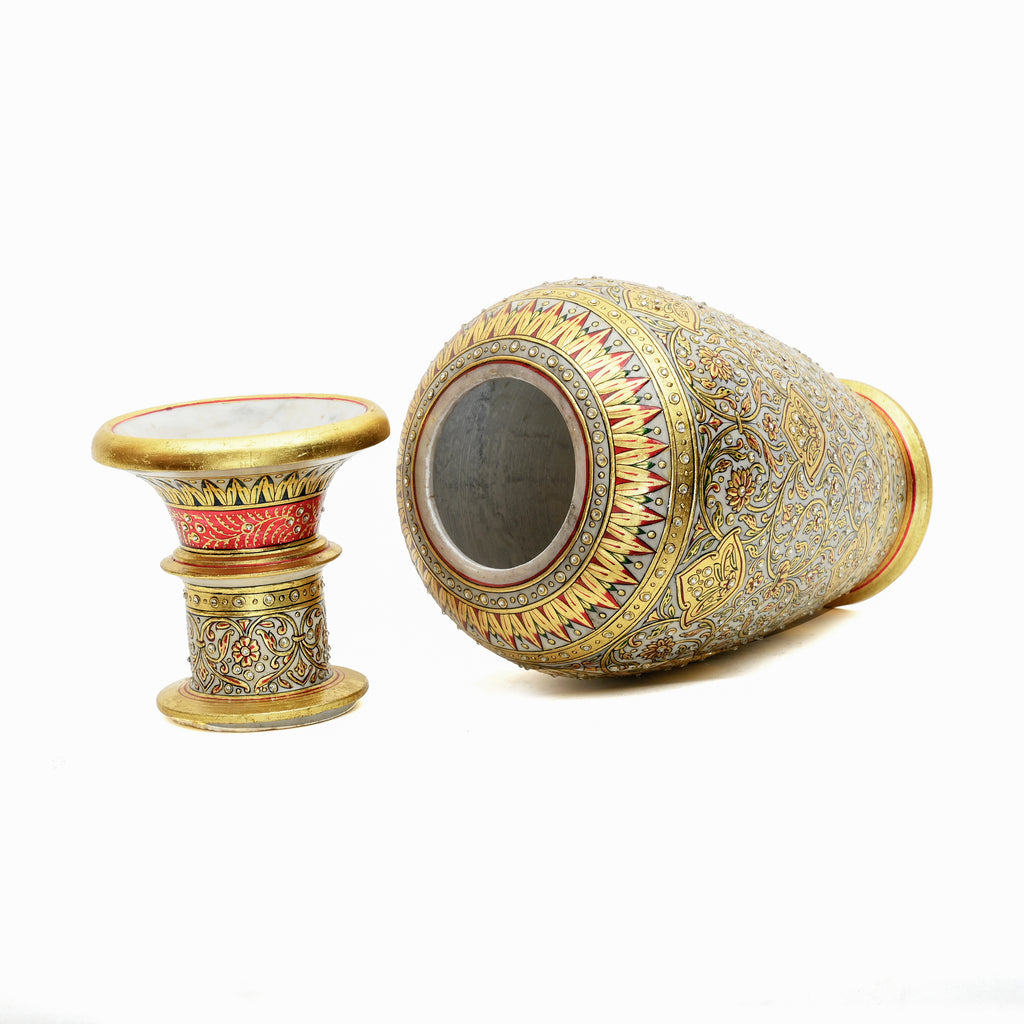 Grey marble vase — full product view