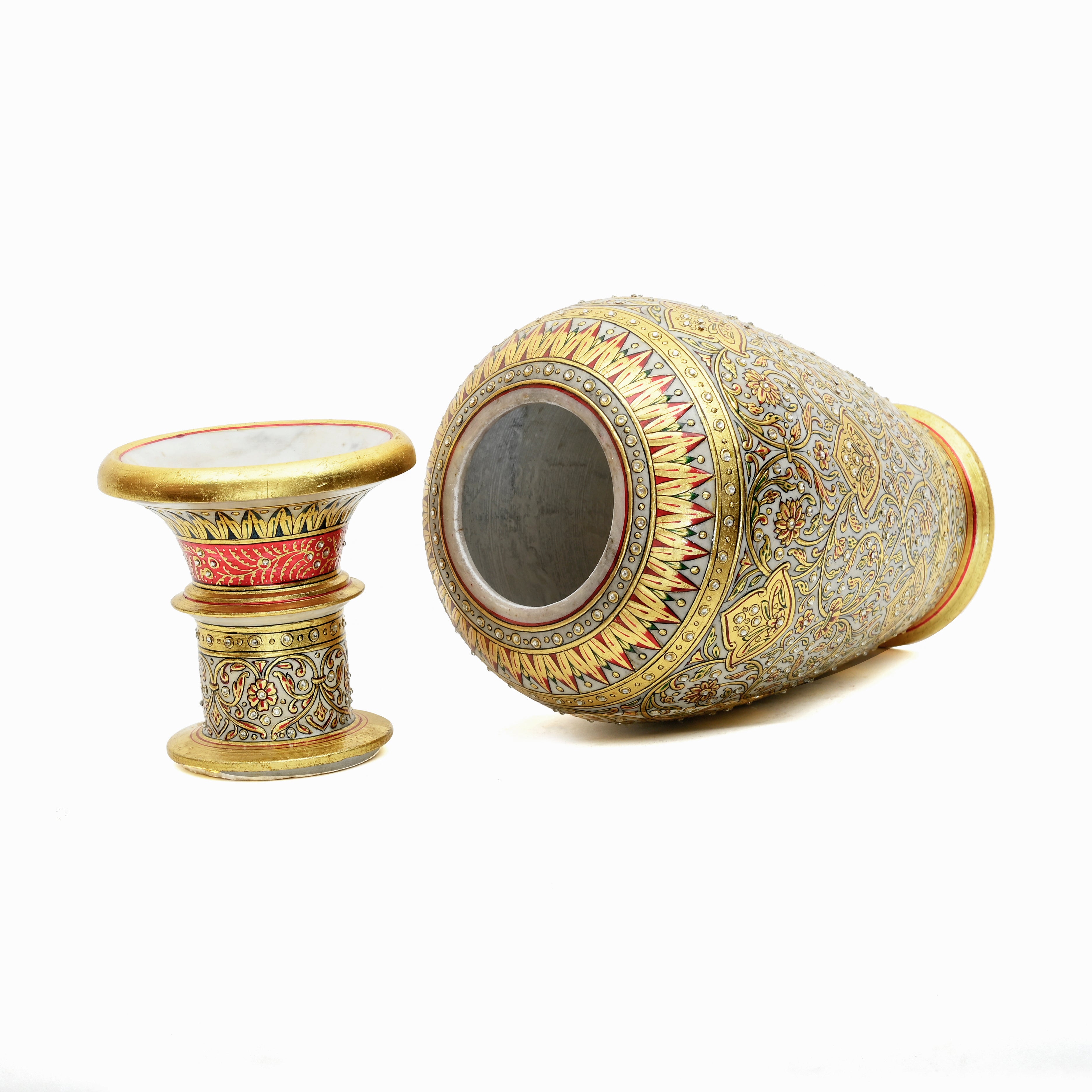 Grey marble vase — full product view