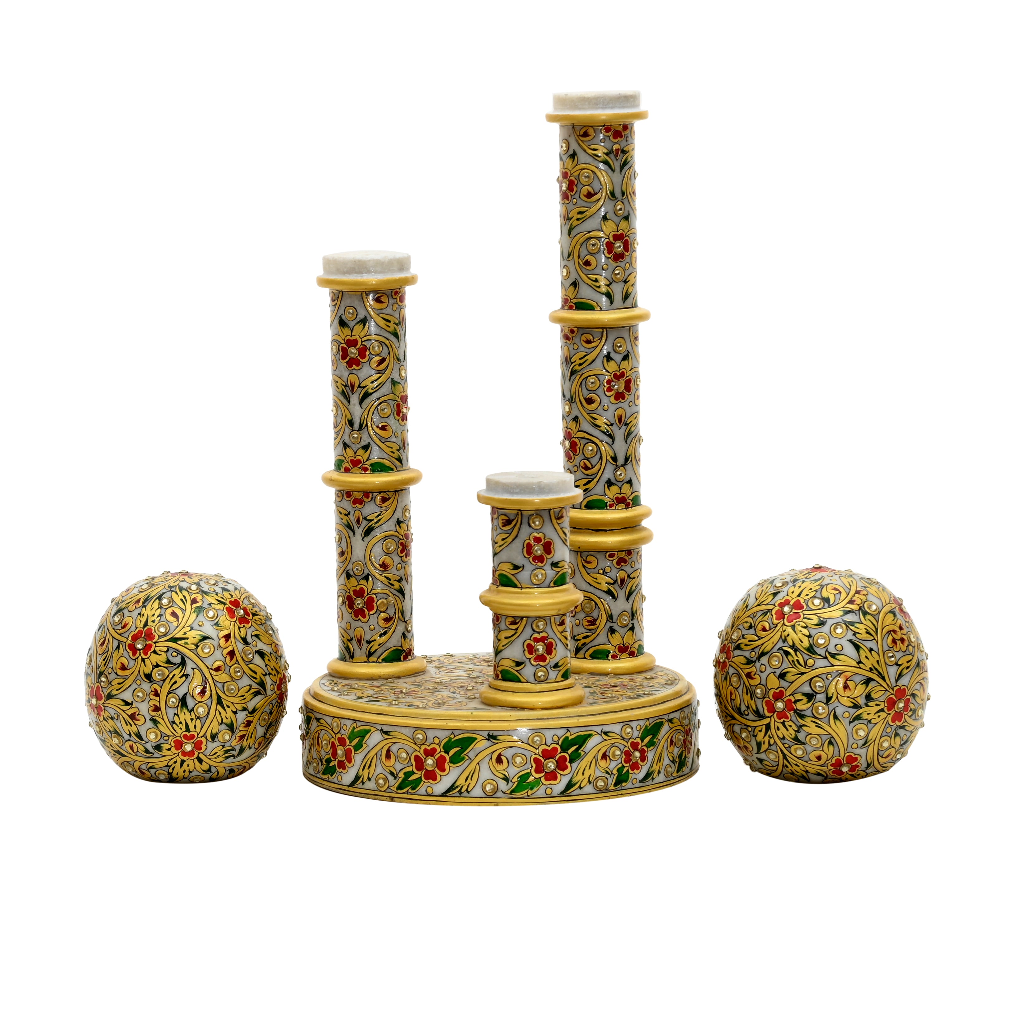 Marble column sculpture — side view