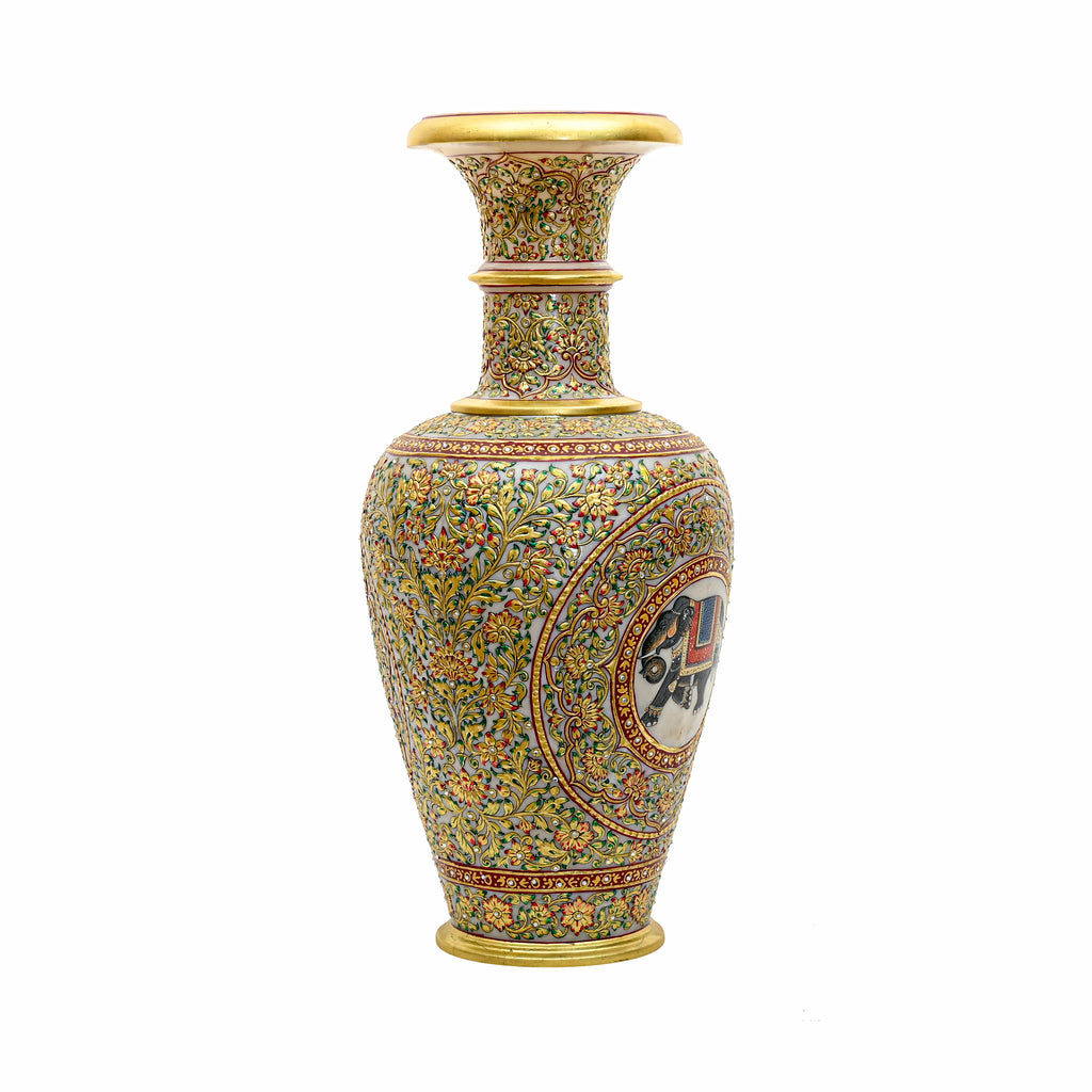 Elephant medallion vase — side view