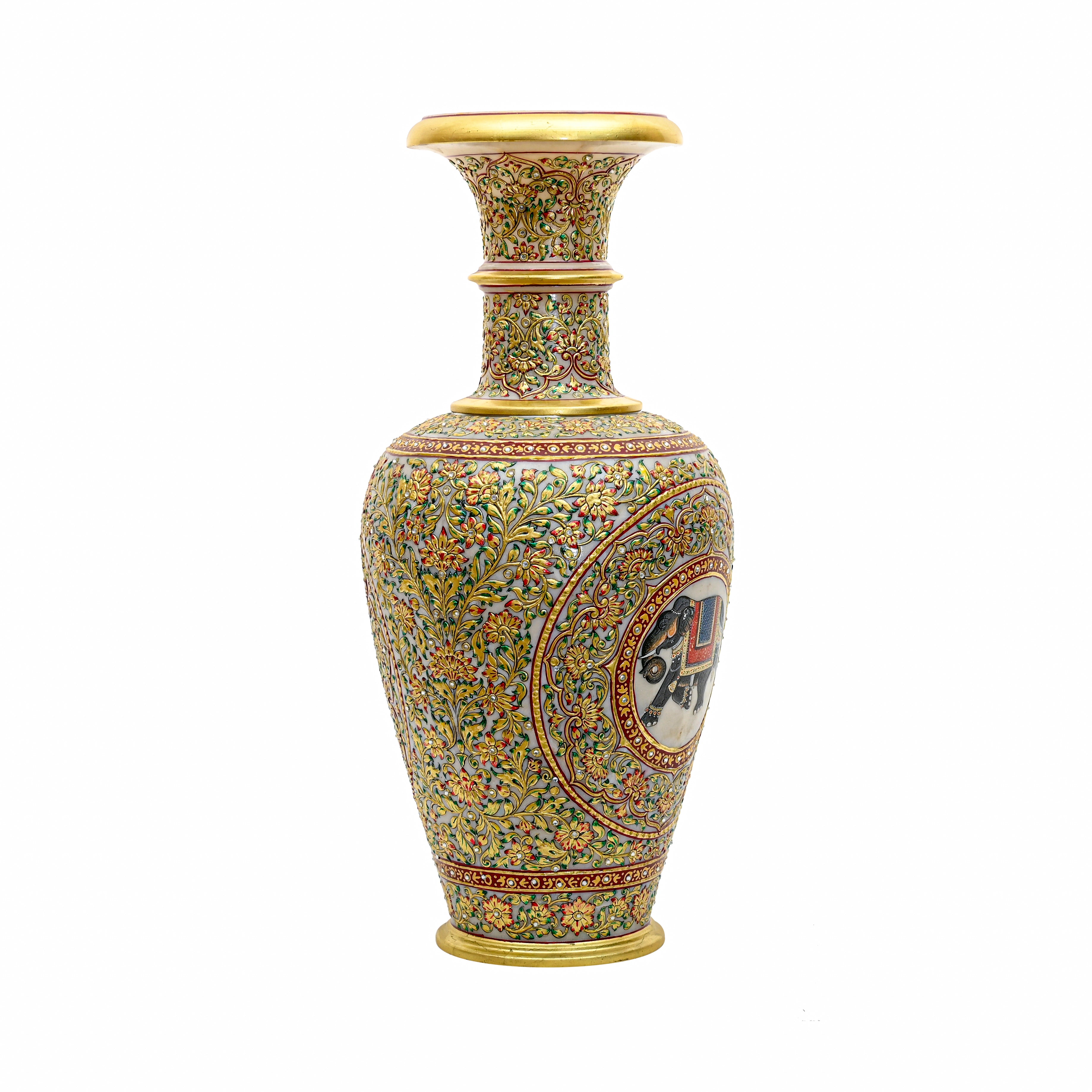 Elephant medallion vase — side view