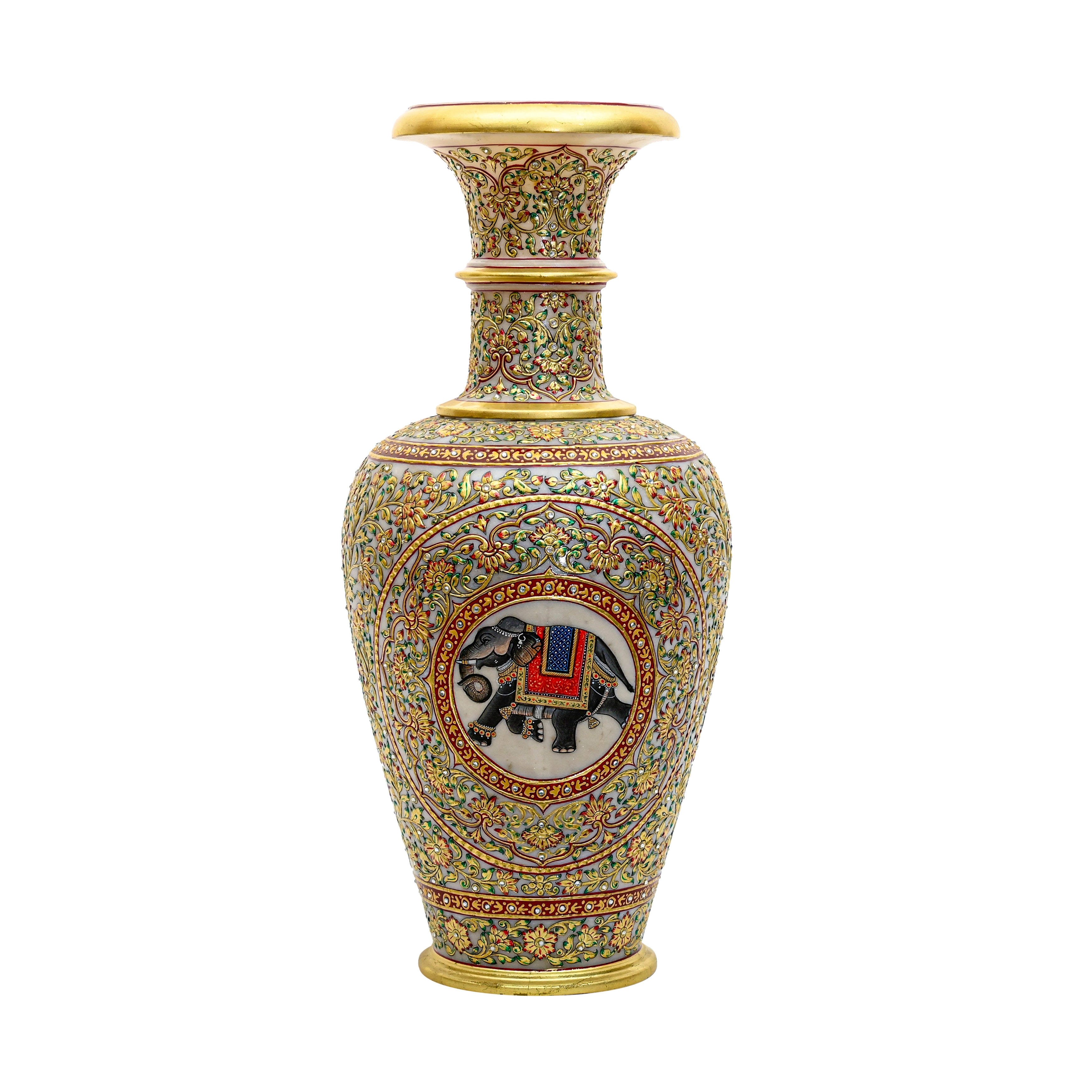 Elephant medallion vase — elephant detail close-up