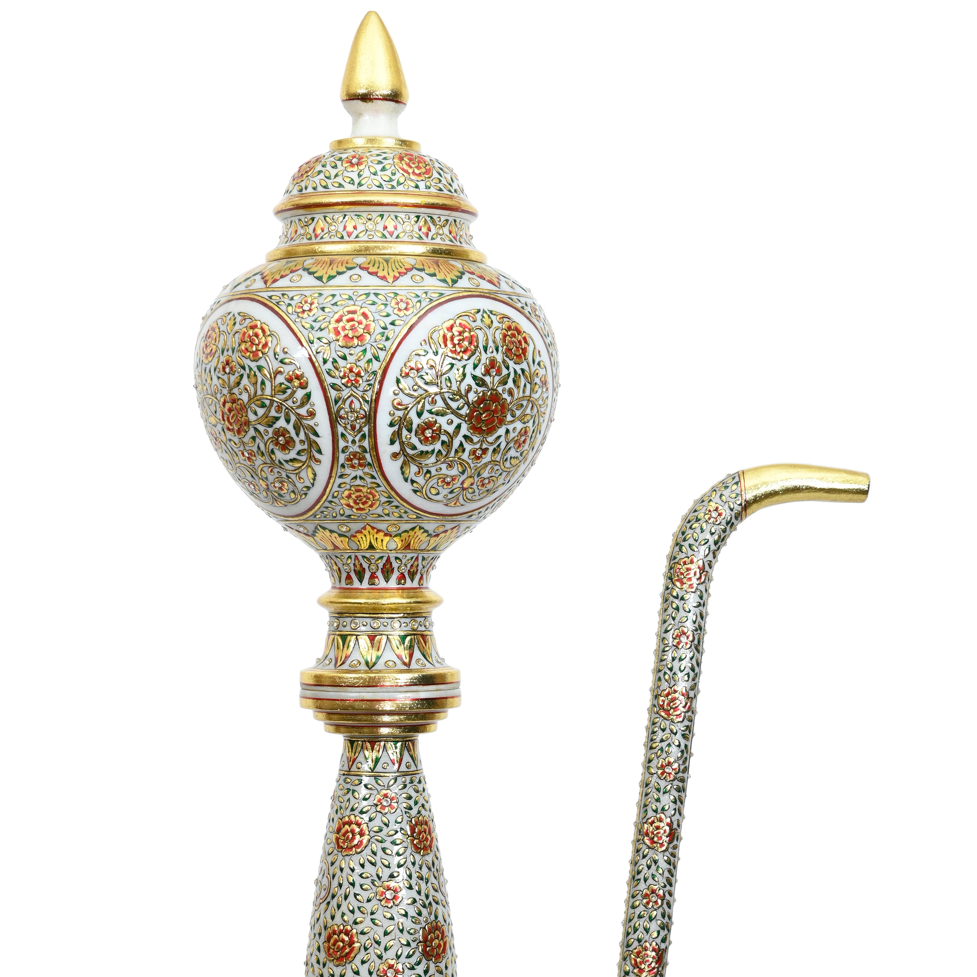 Marble surahi with lid — side view