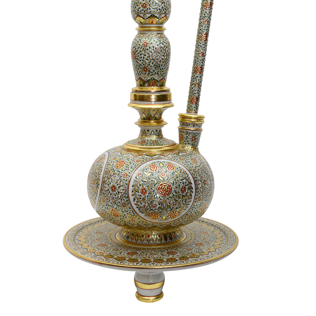 Marble surahi — gold floral medallion detail