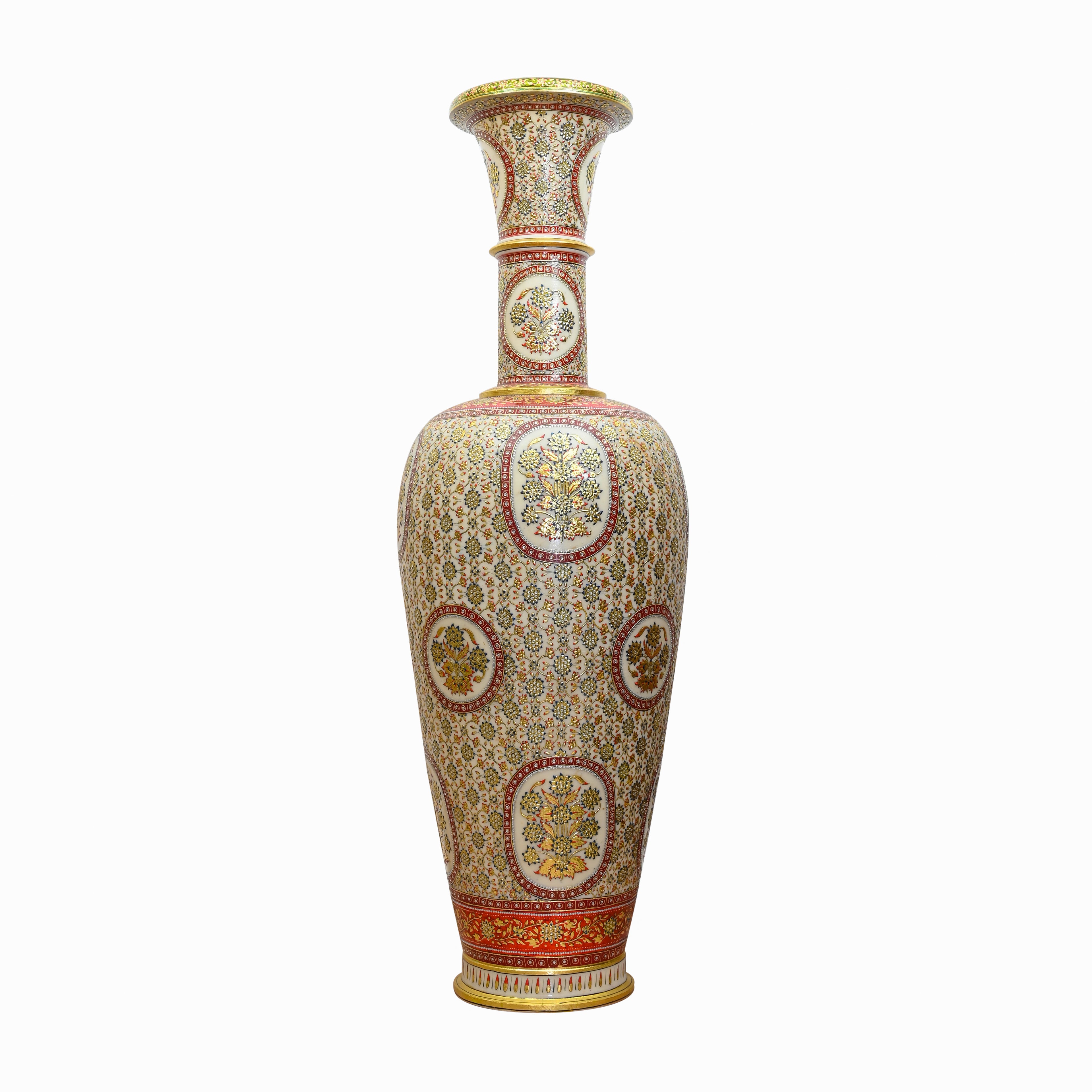 5.5 ft Makrana Marble Decorative Pot with Hand-Painted Gold Work