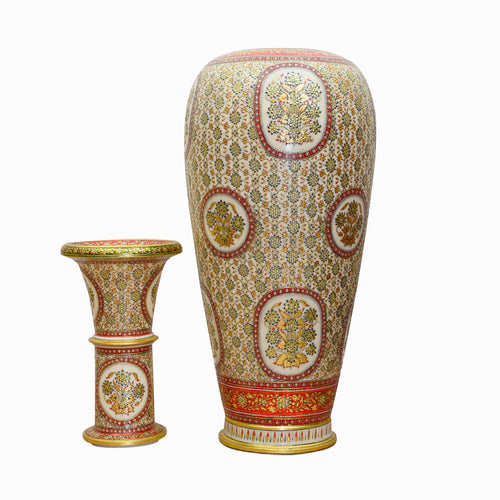 5.5 ft Makrana Marble Decorative Pot with Hand-Painted Gold Work