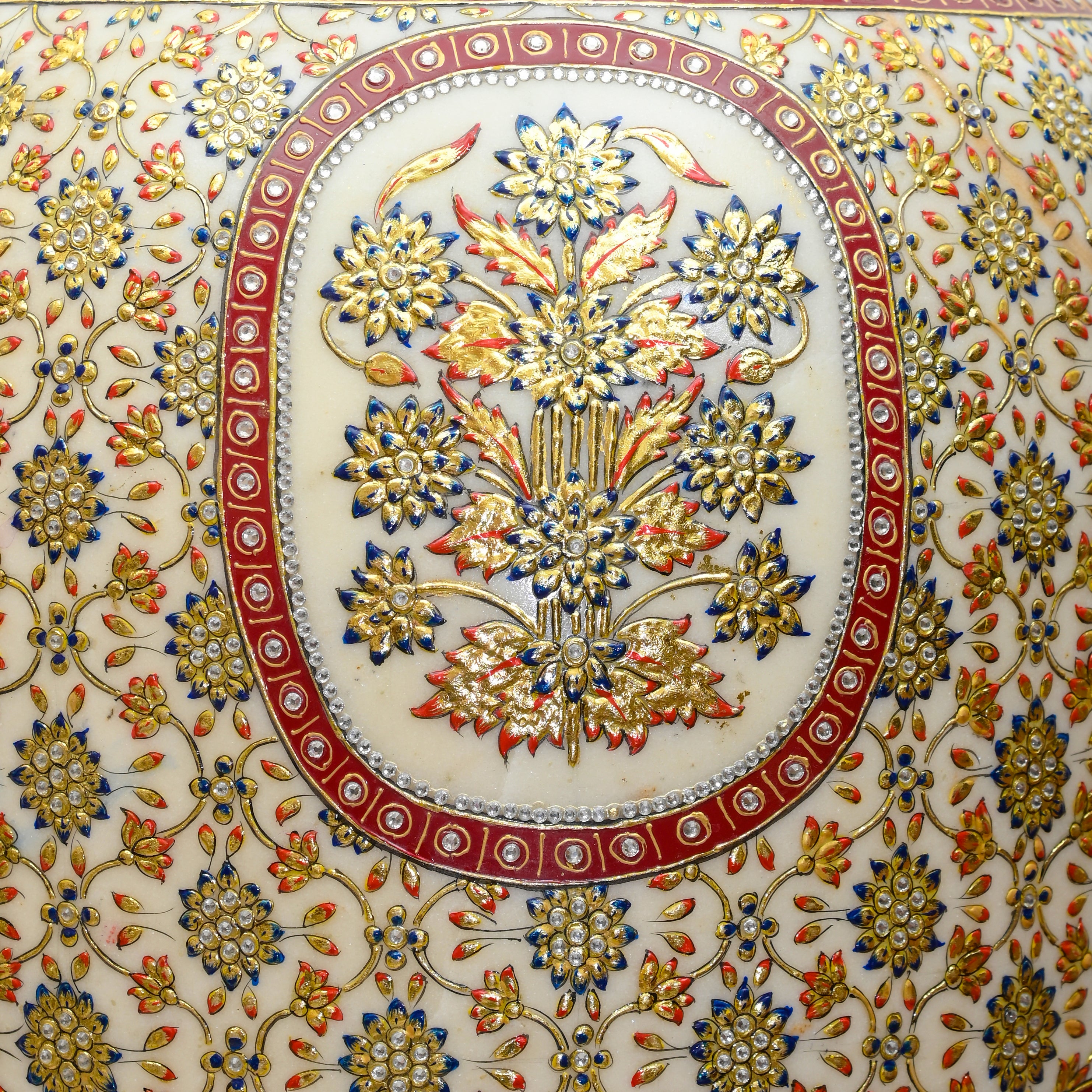 5.5 ft Makrana Marble Decorative Pot with Hand-Painted Gold Work