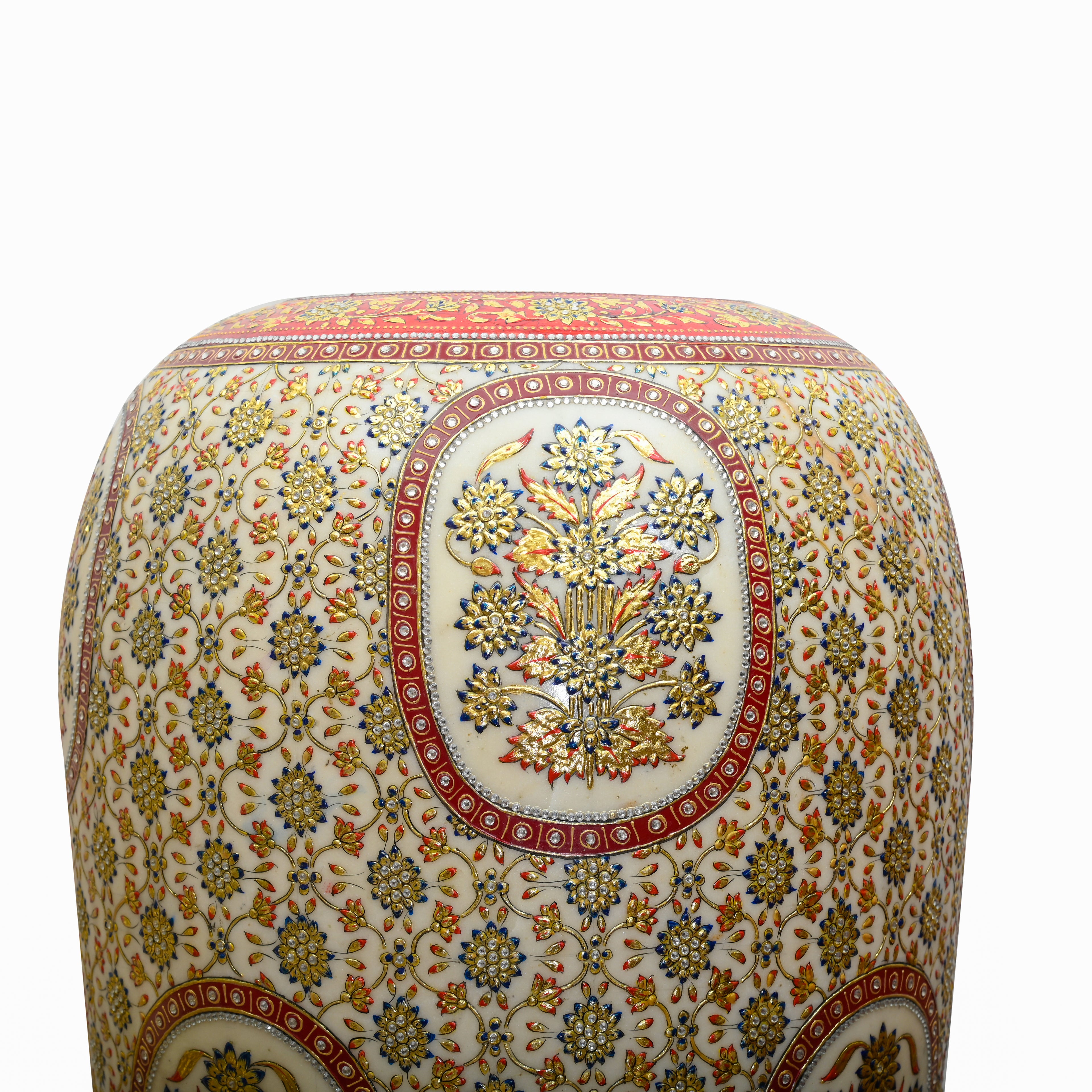 5.5 ft Makrana Marble Decorative Pot with Hand-Painted Gold Work