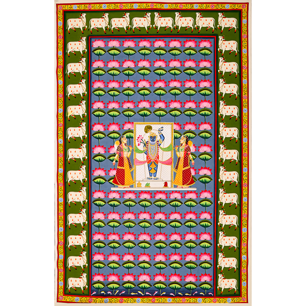 Shrinathji Multi-Jhanki Pichwai Painting – Hand-Painted Rajasthani Art (2 x 3 ft)