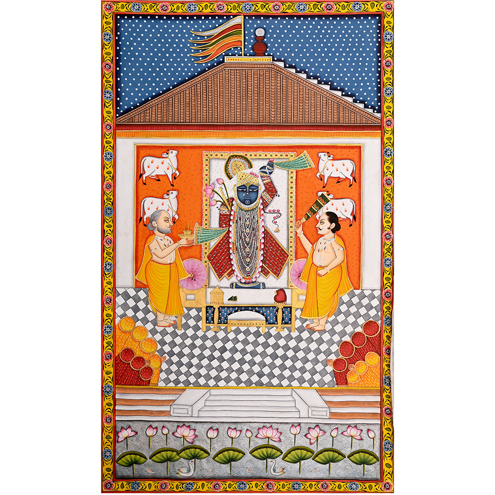 Shrinathji Pichwai Painting – Hand-Painted Rajasthani Art (3 x 6 ft)
