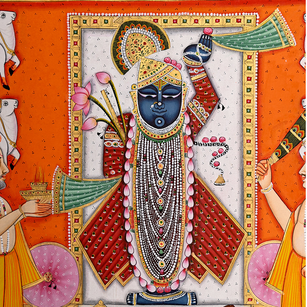 Shrinathji Pichwai Painting – Hand-Painted Rajasthani Art (3 x 6 ft)