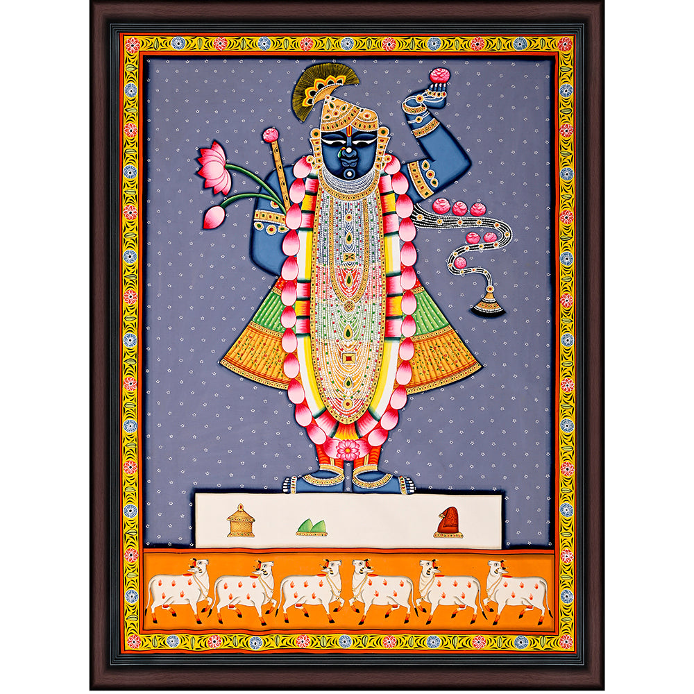 The Divine 'Gau-Charan' Shrinathji: Hand-Painted Rajasthani Pichwai